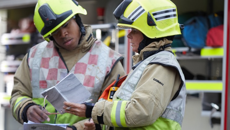 Luton Fire Station - BedfordshireFRS - Action shots firefighters talking