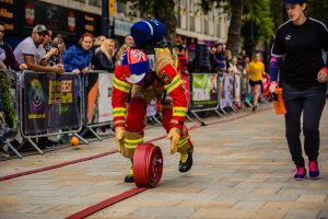 British Firefighter Challenge rolling hose up