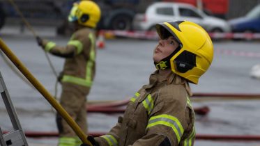 Pip chose to complete the challenge in full fire kit