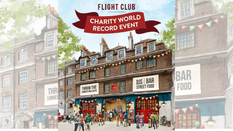 Illustrated poster of a building decorated with bunting for the 